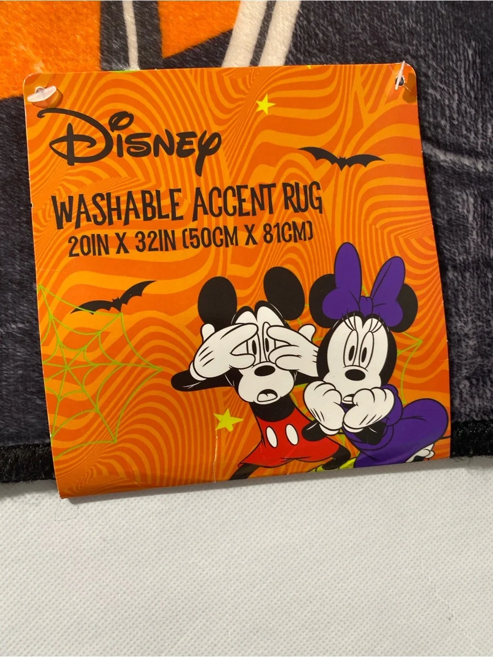 NEW-Disney Mickey Mouse Skeleton Halloween Accent Rug Mat 20”x32” Trick Or Treat